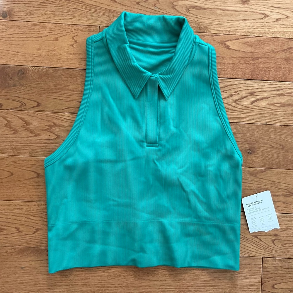 Sleeveless Polo Crop Top in Teal